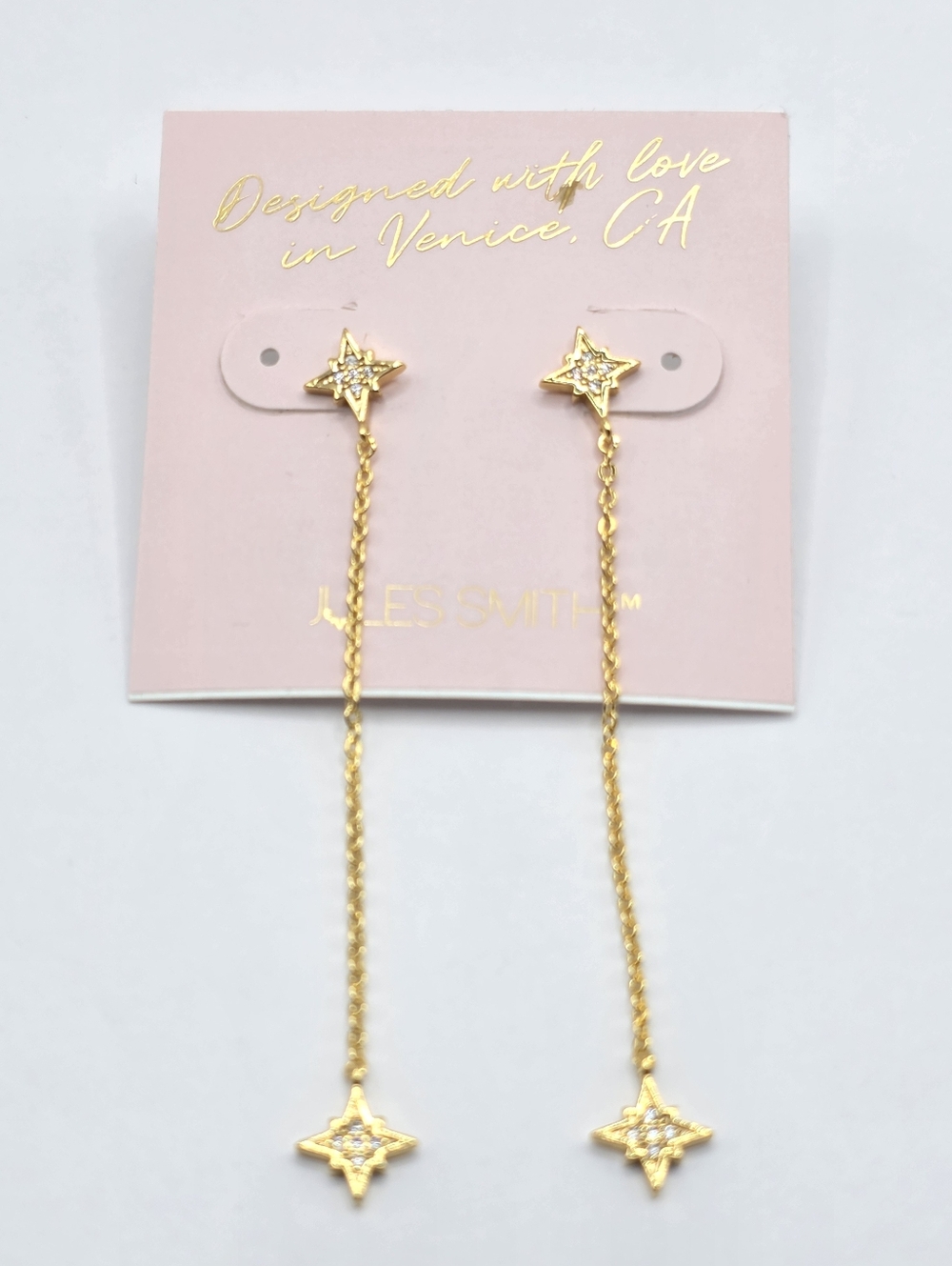 Jules Smith Gold Star Drop Chain Earrings